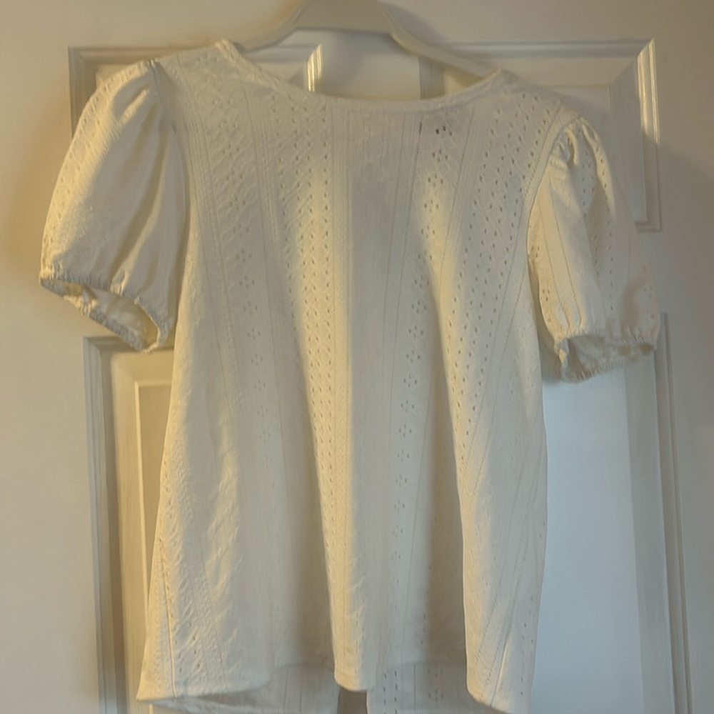 White eyelit top with open back